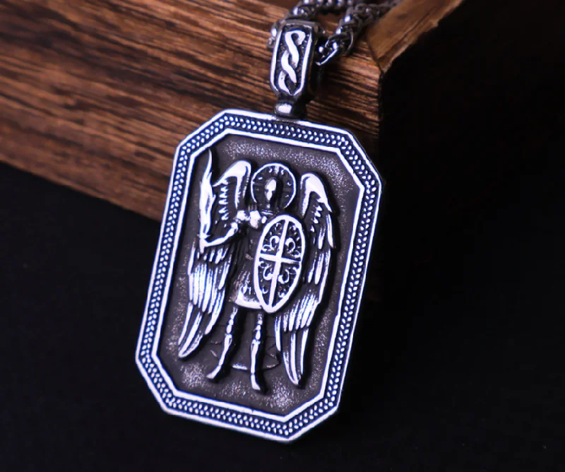 Best necklaces and pendants with black diamonds for an edgy, bold statement-Archangel Michael Protection Necklace