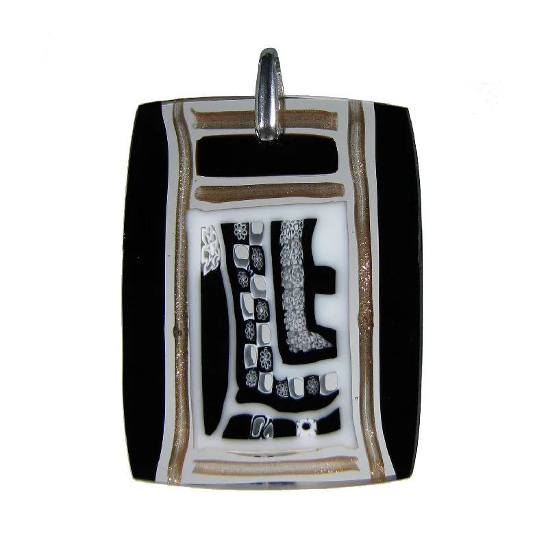 Elegant necklaces and pendants with gold chains for a chic, timeless appearance-Black Murrina "Finestra" Murano glass rectangular pendant