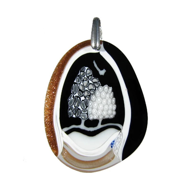 Necklaces and pendants with enamel accents for a colorful, eye-catching appearance-Black Murrina Paesaggio Drop-shaped Murano glass pendant