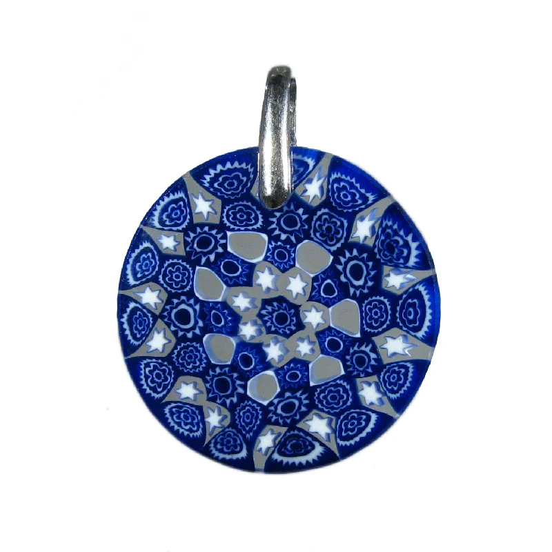 Necklaces and pendants with ocean-inspired designs for a refreshing, beachy feel-Blue Millefiori Round Pendant (25) ø 24 mm