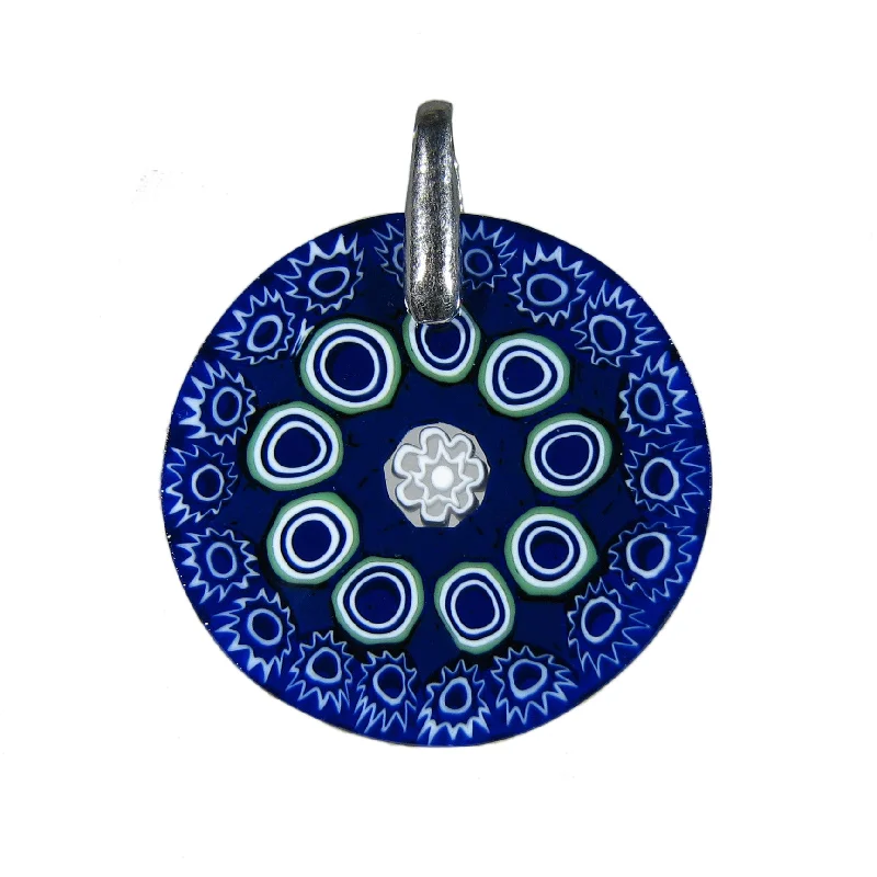 Best necklaces and pendants with vintage coin pendants for a unique accessory-Blue Millefiori Round Pendant (20) ø 24 mm