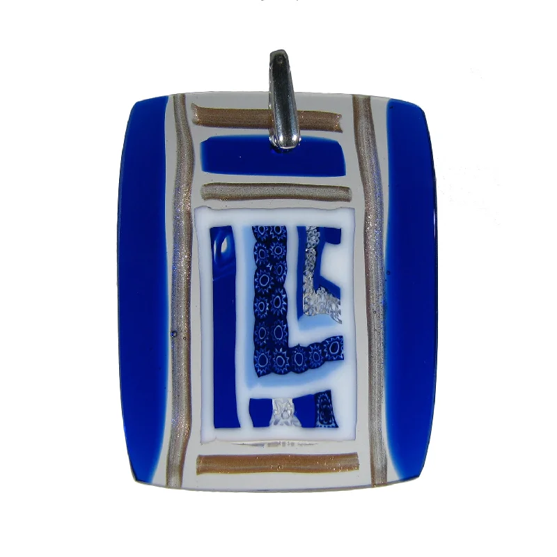 Necklaces and pendants with feather designs for a boho-chic, carefree vibe-Blue Murrina "Finestra" Murano glass rectangular pendant