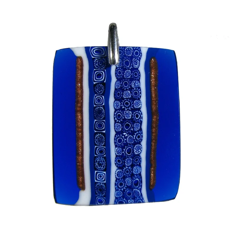 Necklaces and pendants with zodiac constellation designs for an astrological touch-Blue Murrina "Inglesina" Murano glass rectangular pendant