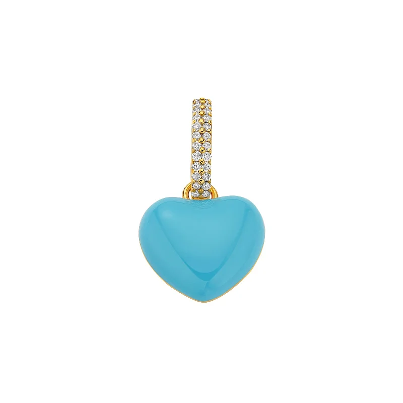 Beautiful necklaces and pendants with layered chains for a fashionable, chic look-Puffy Heart Pendant - Sky Blue