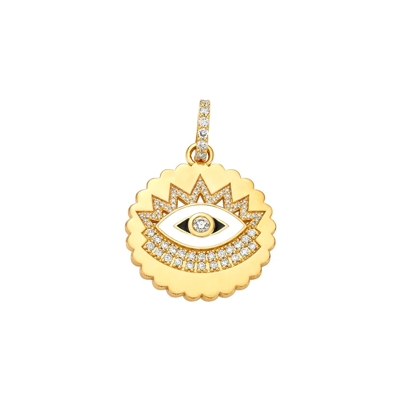 Necklaces and pendants with custom designs for a completely unique jewelry piece-Scalloped Evil Eye Pendant