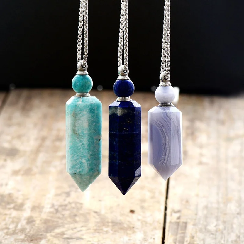 Necklaces and pendants with geometric pendants for a clean, contemporary design-Calming Essential Oil Diffuser Gemstone Pendant