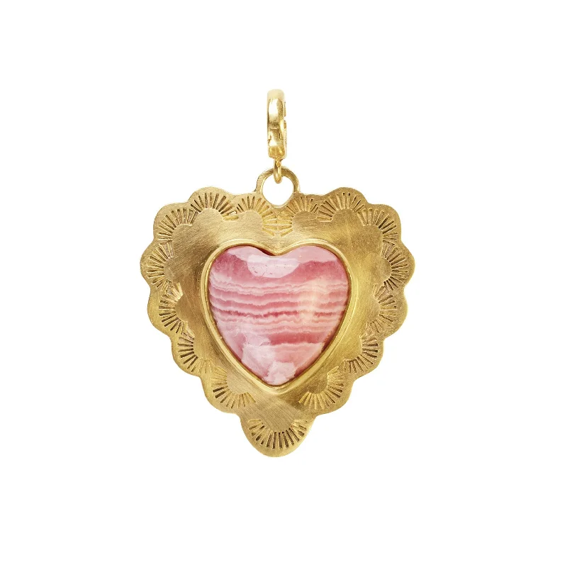 Best necklaces and pendants with black diamonds for an edgy, bold statement-Rhodochrosite Large Heart Charm