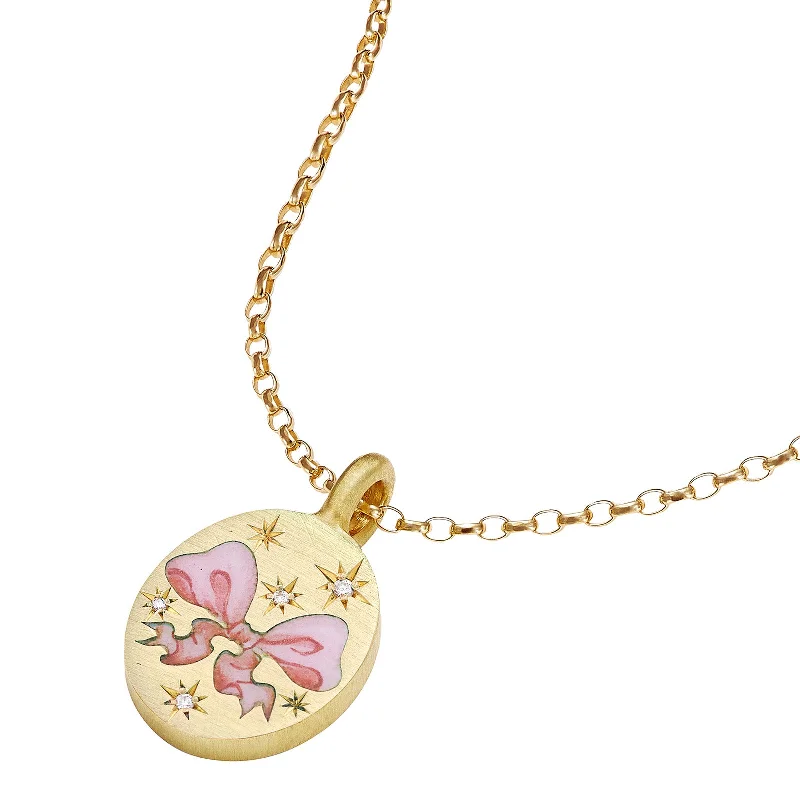 Best necklaces and pendants with vintage coin pendants for a unique accessory-Pretty N' Pink Rococo Ribbon Pendant Necklace