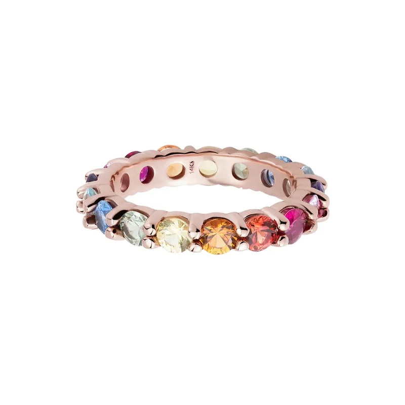 Stylish necklaces and pendants with diamonds for a glamorous and elegant look-Rainbow Eternity Band - Rose Gold