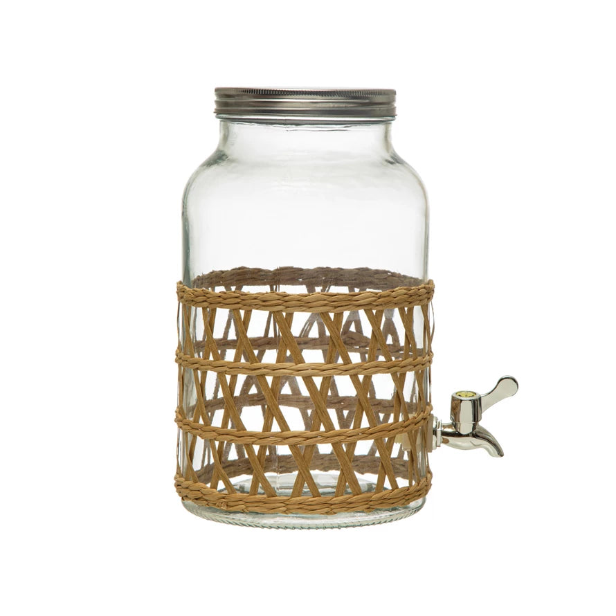 Elegant necklaces and pendants with gold chains for a chic, timeless appearance-Creative Co-op | Quart Glass Beverage Dispenser W/ Woven Sleeve