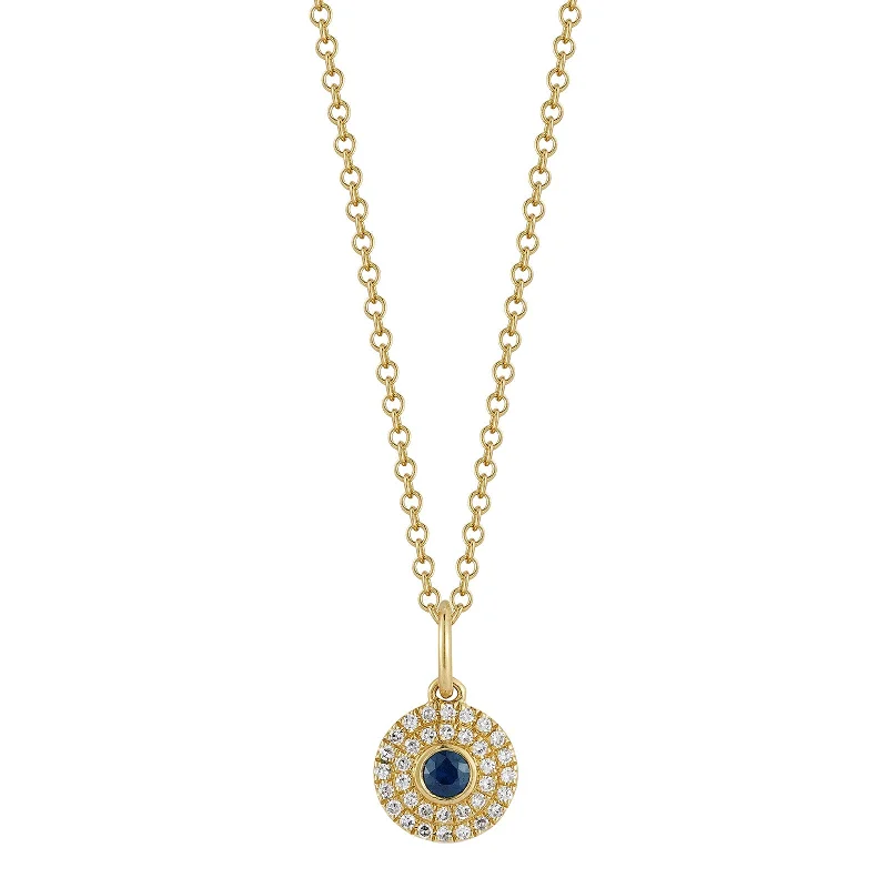 Beautiful necklaces and pendants with moon and star charms for a dreamy effect-Round Sapphire Gem Necklace