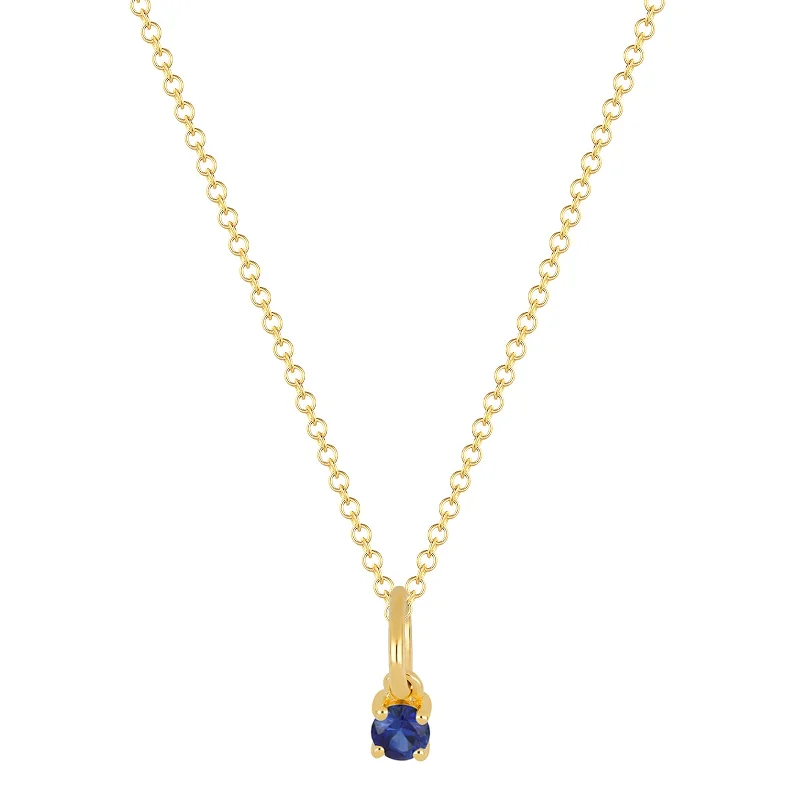 Necklaces and pendants with angel wing motifs for a spiritual, meaningful design-Sapphire Birthstone Necklace - Yellow Gold