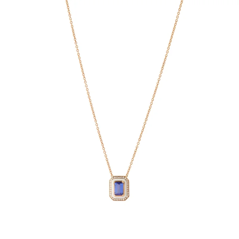 Best necklaces and pendants with crystal accents for a sparkling and elegant style-Pendant Necklace - Tanzanite and Ivory Enamel