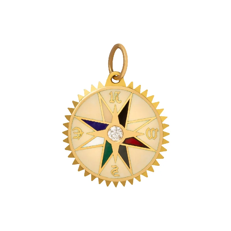 Beautiful necklaces and pendants with geometric shapes for a modern, artistic design-Petite Cream Internal Compass Medallion