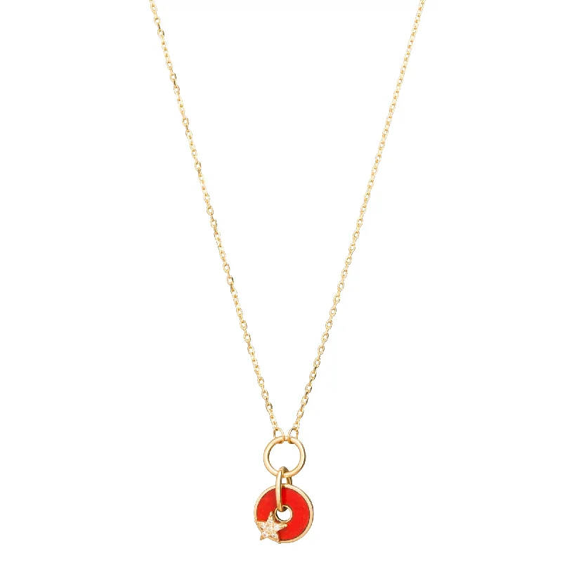 Best necklaces and pendants with statement designs for a fashionable accessory-Red Star Drop Disk