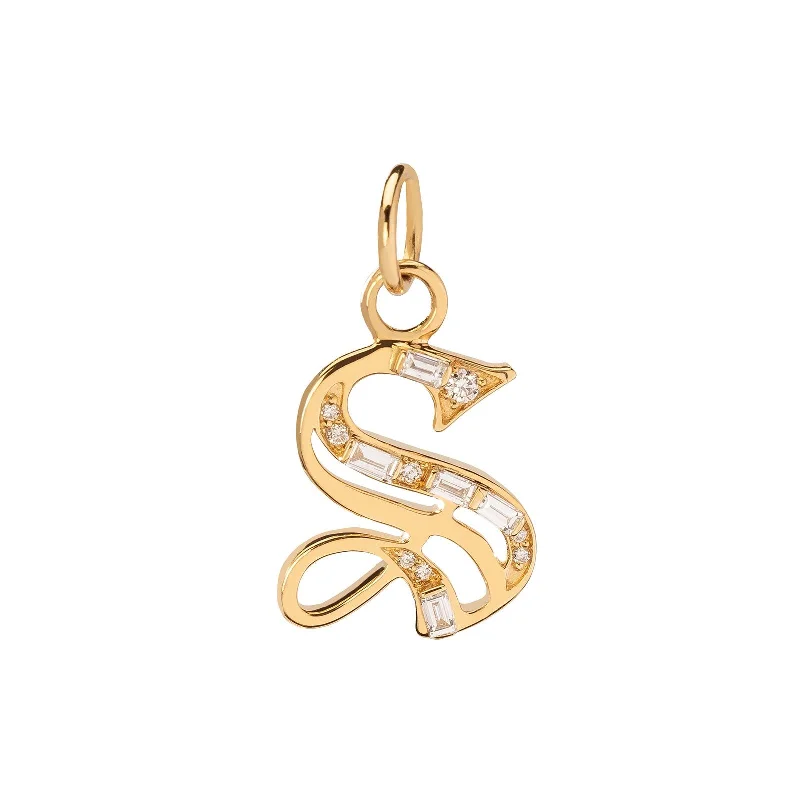 Necklaces and pendants with love knot designs for a romantic, meaningful symbol-S Charm - Yellow Gold