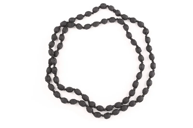 Best necklaces and pendants with oval pendants for a classic, elegant shape-Black Silk Knotted Necklace