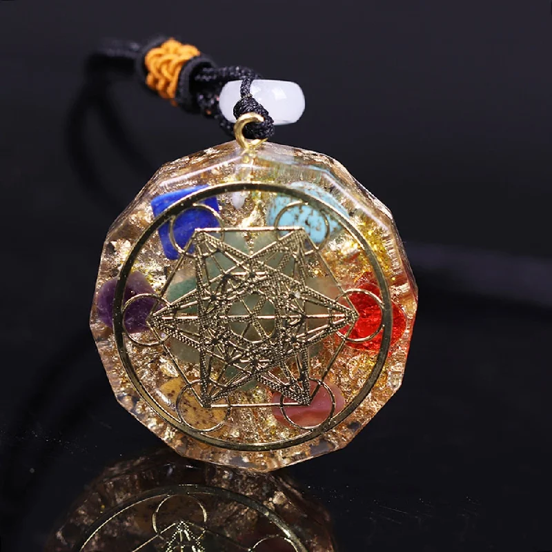 Trendy necklaces and pendants with geometric shapes for a modern aesthetic-Healing 7 Chakra Orgonite Necklace