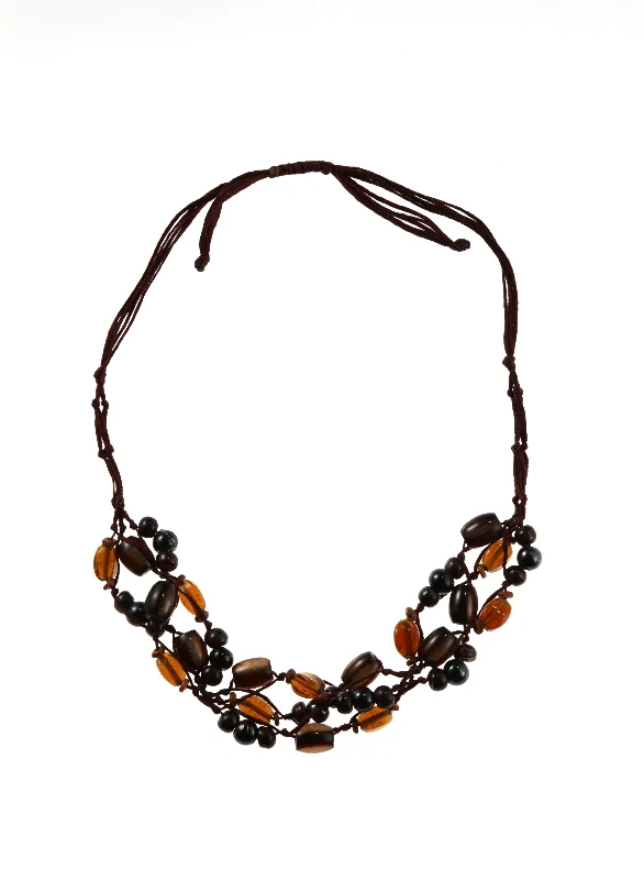 Necklaces and pendants with enamel accents for a colorful, eye-catching appearance-Gray & Brown Rope Weave Necklace