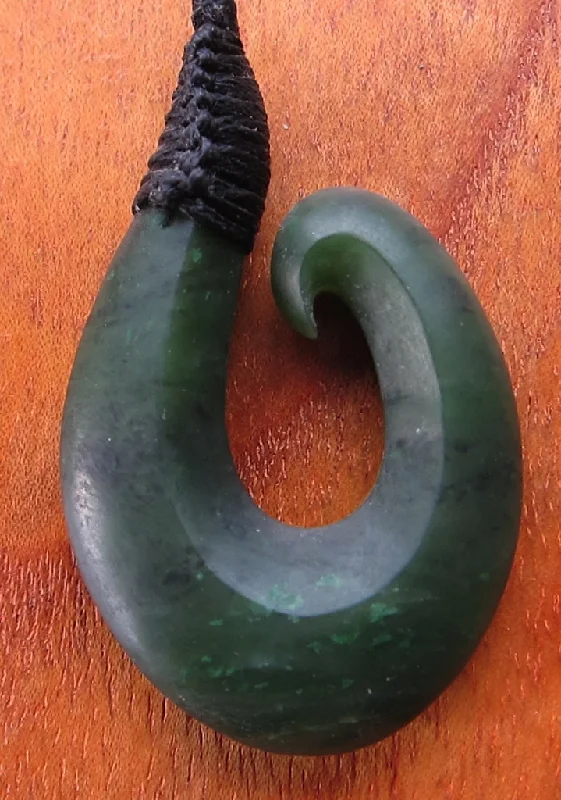 Necklaces and pendants with personalized charms for a custom piece of jewelry-Jade Fish Hook