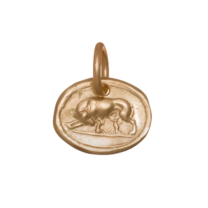 Trendy necklaces and pendants with statement pieces for a bold fashion statement-Romulus & Remus Pendant - Yellow Gold