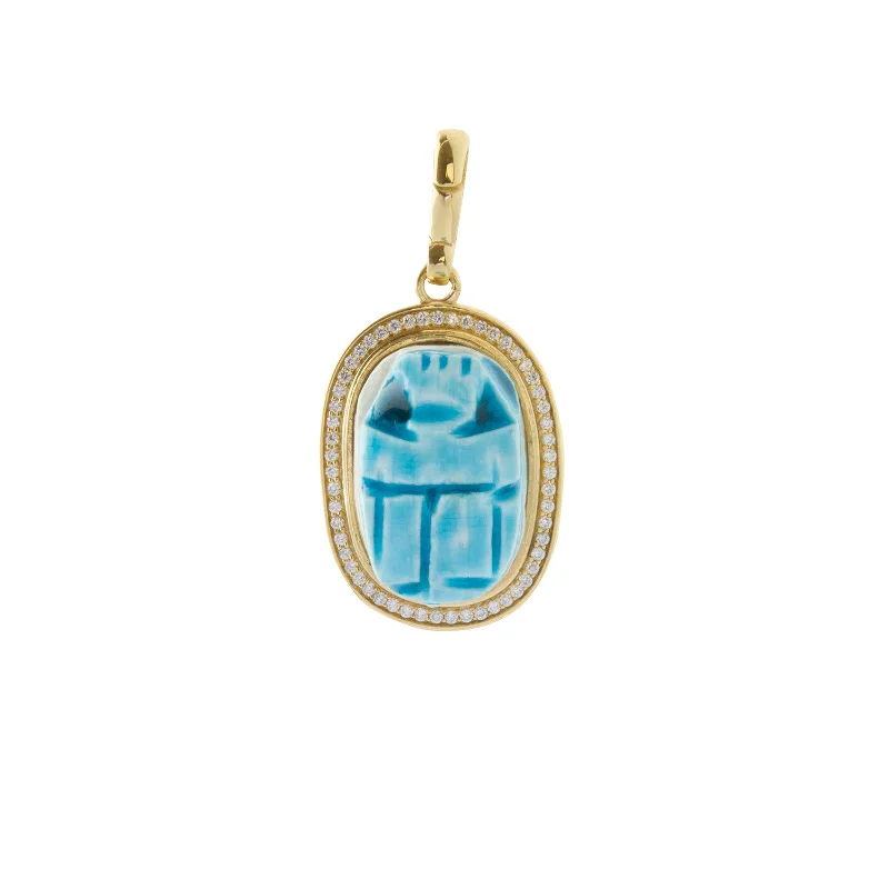 Trendy necklaces and pendants with geometric shapes for a modern aesthetic-Scarab Pendant with Diamond Frame