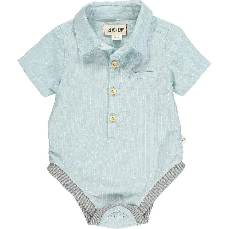 Necklaces and pendants with enamel accents for a colorful, eye-catching appearance-Me & Henry- Blue Grid Helford Onesie