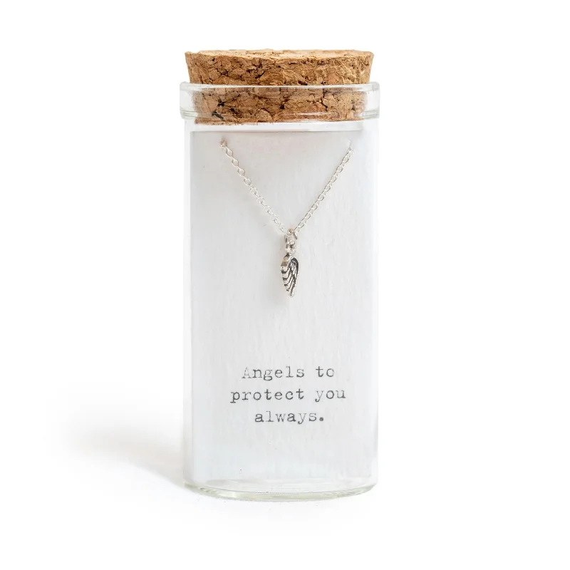 Personalized necklaces and pendants with coordinates for a meaningful location-based gift-Message in a Bottle Collection - Necklace - Wing