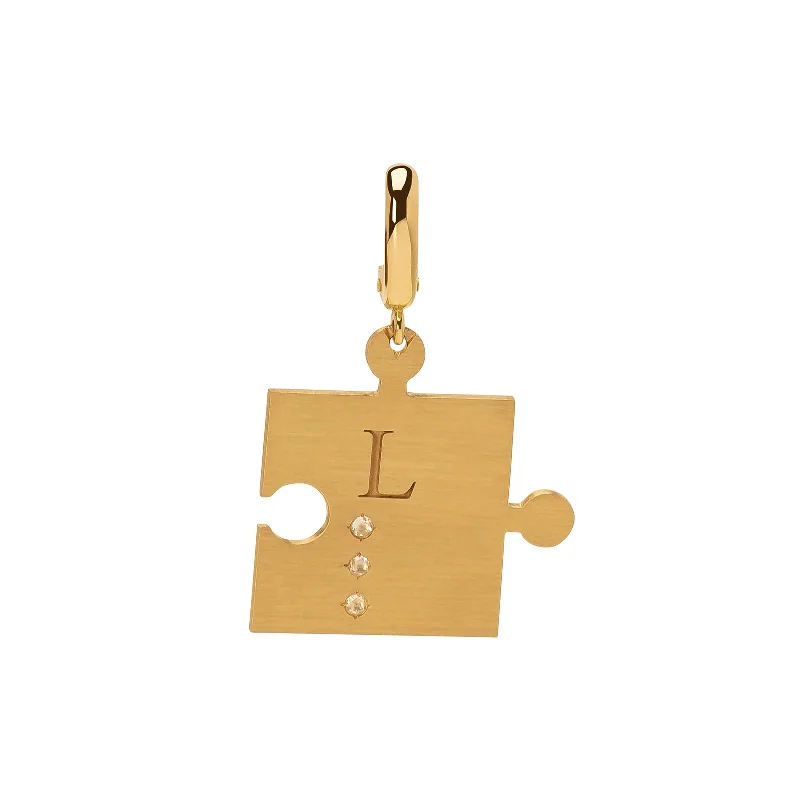 Necklaces and pendants with lock and key designs for a symbolic gesture-Puzzle Piece Braille Charm - Letter L