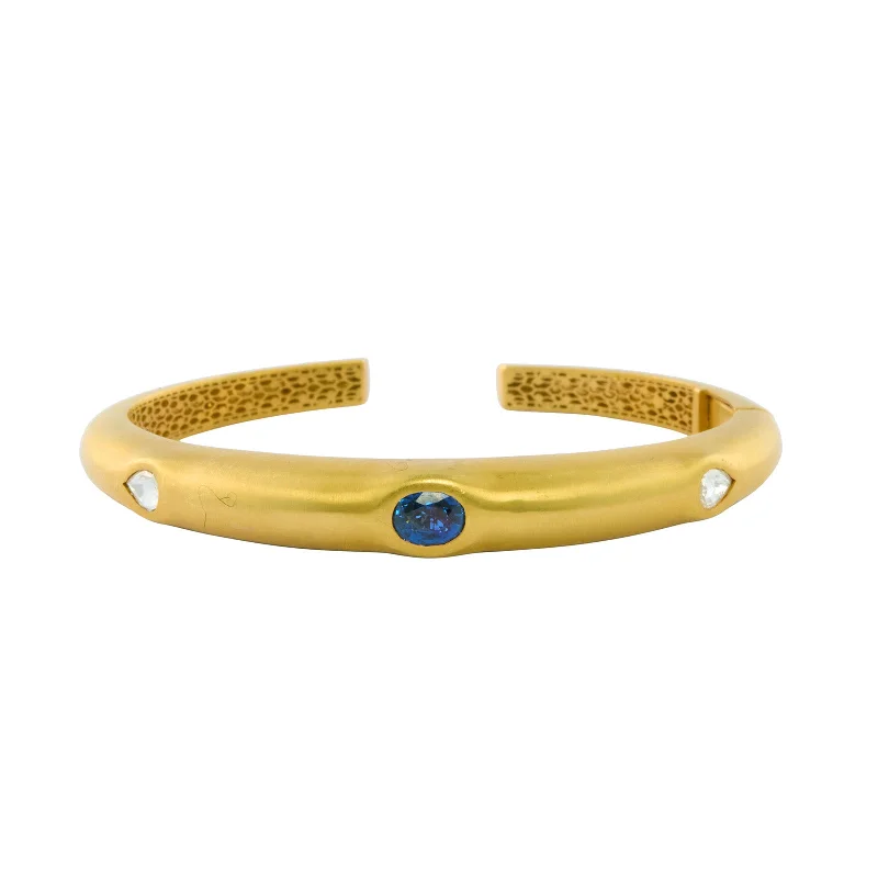 Best necklaces and pendants with black diamonds for an edgy, bold statement-Sapphire and Diamond Cuff