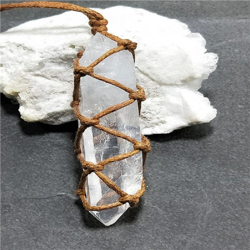 Beautiful necklaces and pendants with tree branch motifs for a nature-inspired design-Natural White Quartz Crystal Pendant