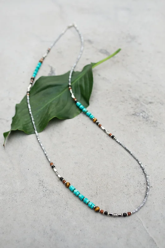 Unique necklaces and pendants with vintage-inspired designs for timeless appeal-Iron Rose Aqua & Silver Necklace