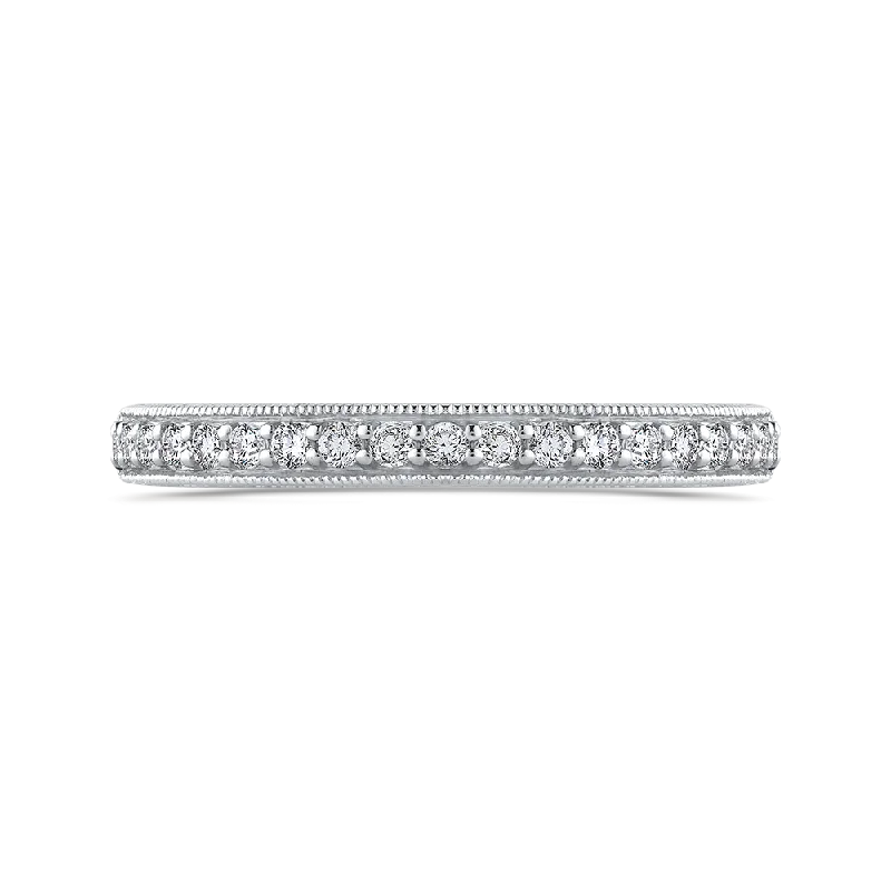 Best necklaces and pendants with layered designs for a chic, stacked look-Round Diamond Half Eternity Wedding Band In 14K White Gold