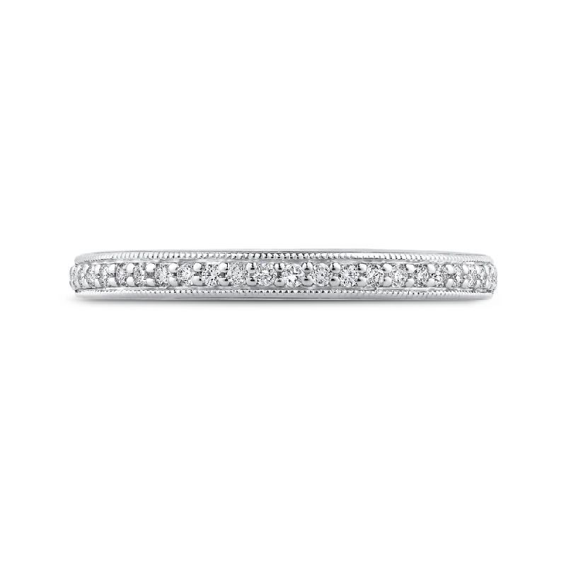 Necklaces and pendants with abstract shapes for a modern, creative appearance-Round Diamond Half Eternity Wedding Band In 14K White Gold