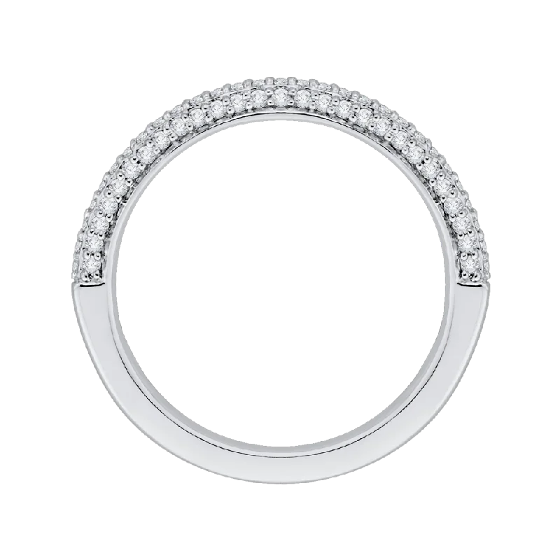 Beautiful necklaces and pendants with geometric shapes for a modern, artistic design-Round Diamond Half Eternity Wedding Band In 14K White Gold