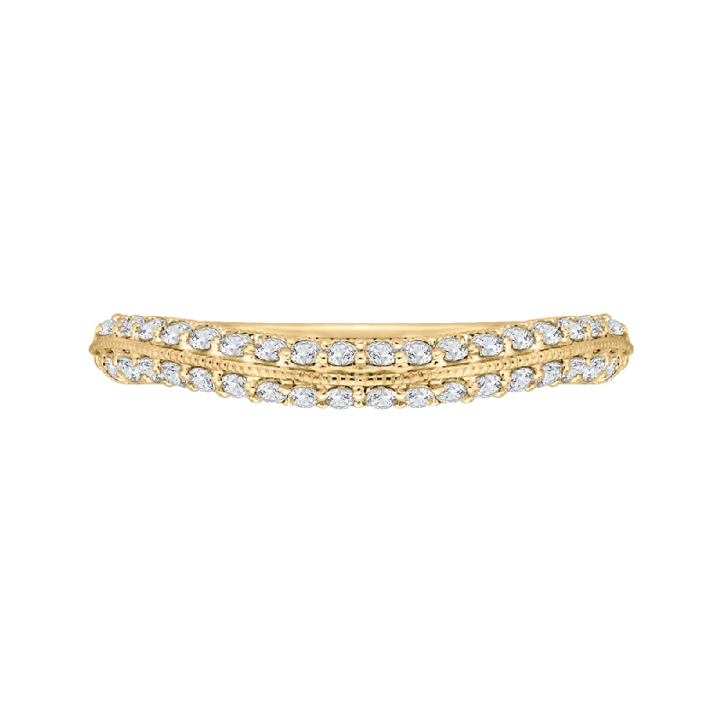 Best necklaces and pendants with zodiac signs for a celestial, astrology-inspired vibe-Round Diamond Half Eternity Wedding Band In 14K Yellow Gold