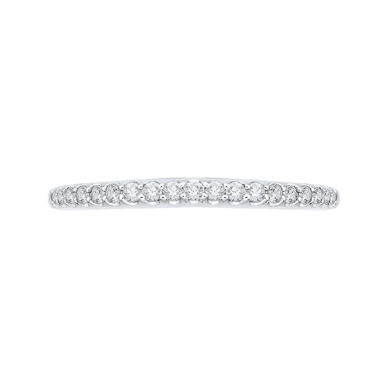 Best necklaces and pendants with layered designs for a chic, stacked look-Round Diamond Wedding Band In 14K White Gold