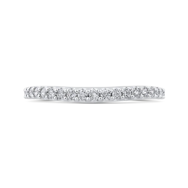 Necklaces and pendants with love knot designs for a romantic, meaningful symbol-Round Half Eternity Diamond Wedding Band In 14K White Gold