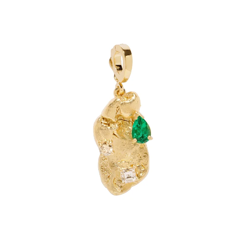 Best necklaces and pendants with zodiac signs for a celestial, astrology-inspired vibe-Scattered Large Gold Nugget Charm - Emerald