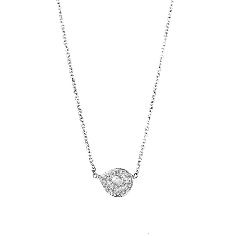 Best necklaces and pendants with cubic zirconia for a budget-friendly dazzling effect-Plume Sideways Necklace - White Gold