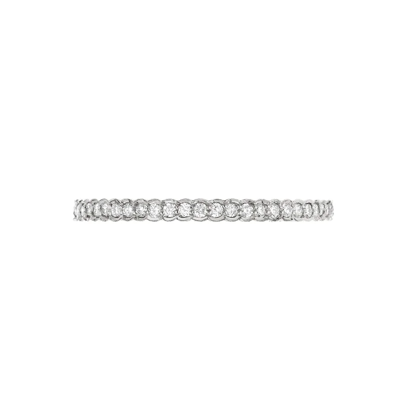 Elegant necklaces and pendants with diamond accents for added sparkle-Round Diamond Scallop Band - White Gold