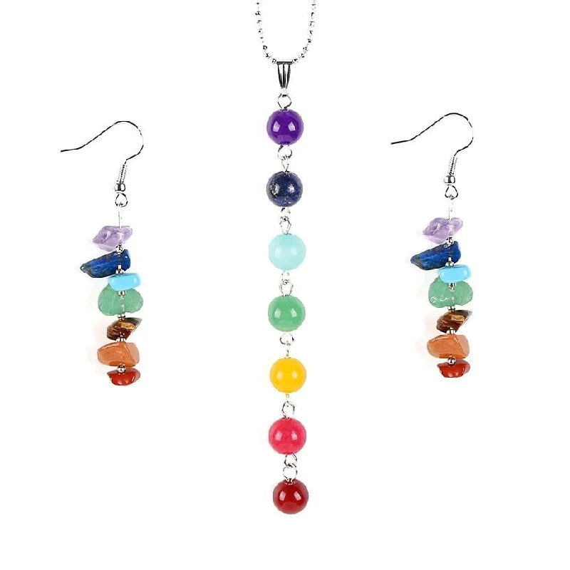 Best necklaces and pendants with adjustable chains for a customizable fit-Seven Chakra Reiki Healing Jewelry Set