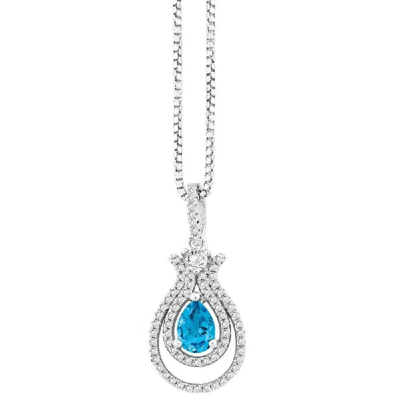 Best necklaces and pendants with emerald gemstones for a rich, sophisticated design-Sterling Silver .945cttw Round & Pear Swiss Blue Topaz with .552ct Wh Tpz  Necklace