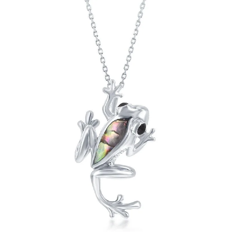 Best necklaces and pendants with oval pendants for a classic, elegant shape-Sterling Silver Abalone Frog Pendant