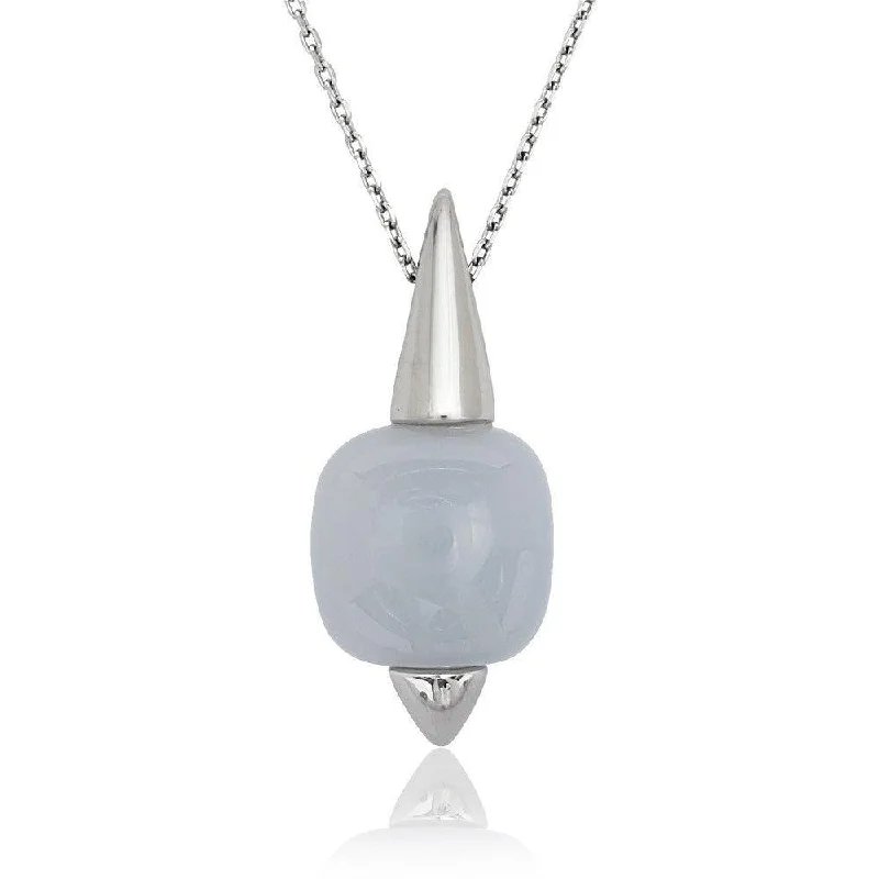 Unique necklaces and pendants with vintage-inspired designs for timeless appeal-Sterling Silver Blue Chalcedony Necklace