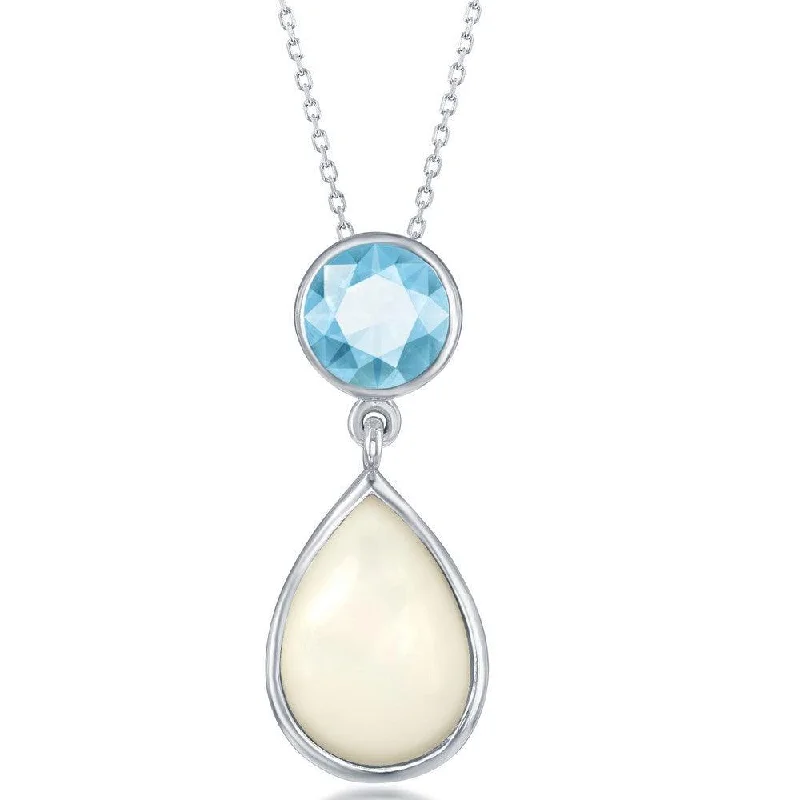 Best necklaces and pendants with crystal accents for a sparkling and elegant style-Sterling Silver Blue Topaz with MOP Pendant