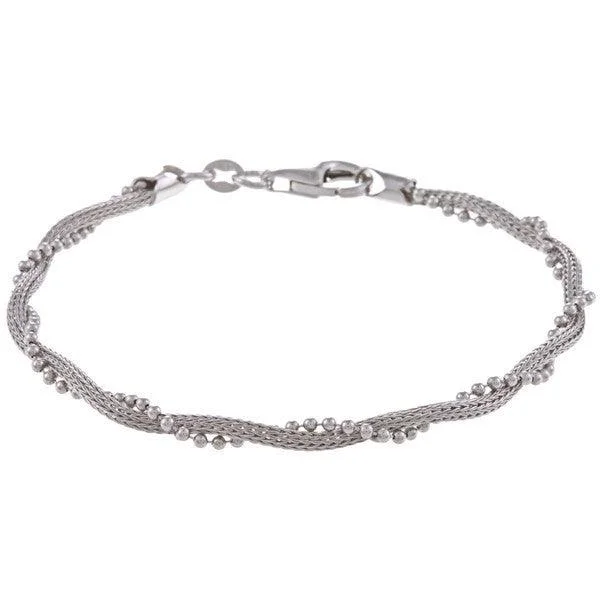 Best necklaces and pendants with crystal accents for a sparkling and elegant style-Sterling Silver Chain with Winding Beads Bracelet, 7"