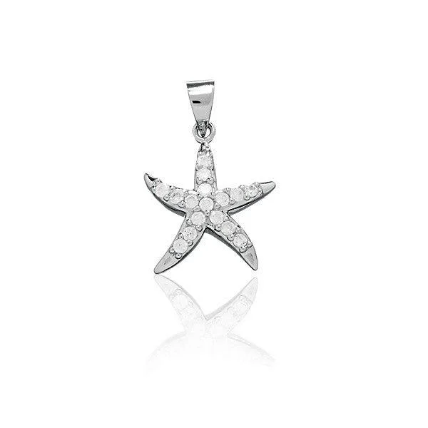 Best necklaces and pendants with seashell designs for a tropical, beachy vibe-Sterling Silver CZ Starfish Pendant