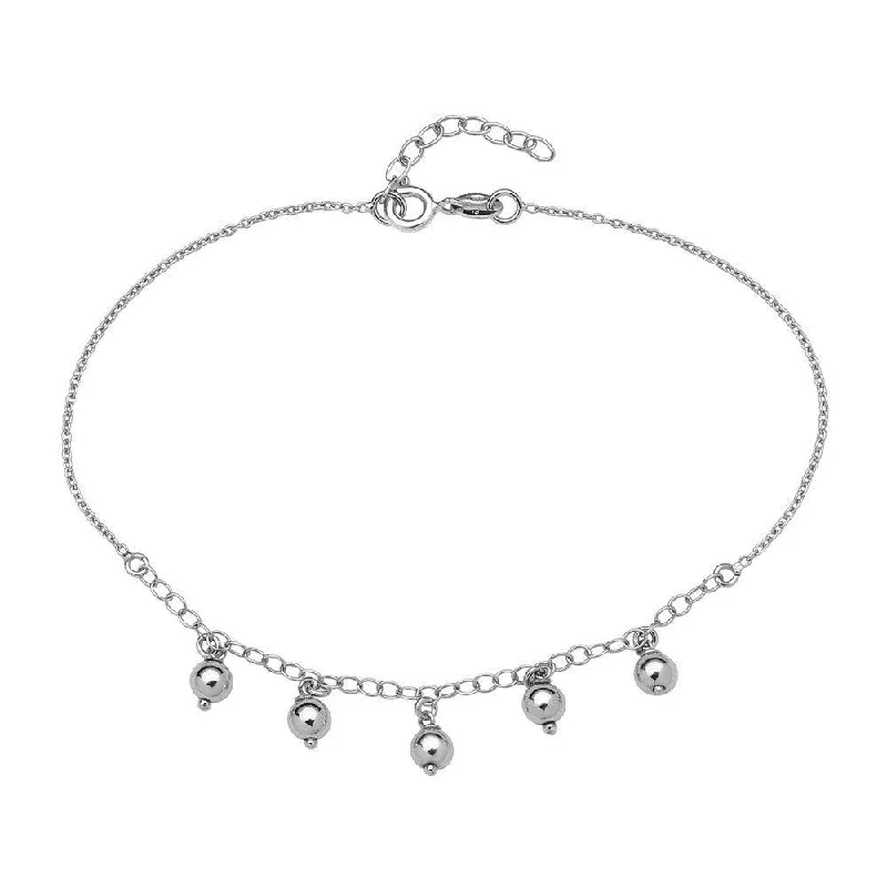 Unique necklaces and pendants with tree of life motifs for nature-inspired elegance-Sterling Silver Dangling Beads Anklet