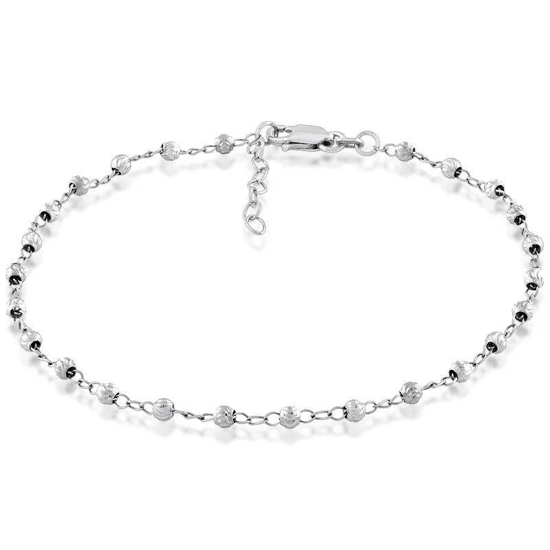 Best necklaces and pendants with minimalist pendants for a sleek, understated look-Sterling Silver Diamond Cut Bead Anklet